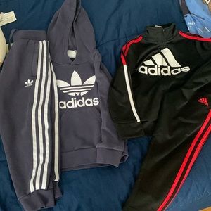 Used Addidas track suits blue-5/6 black 5